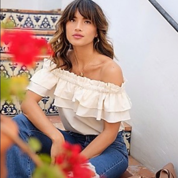 Express Ruffle Off The Shoulder Thong Bodysuit - Picture 2 of 6